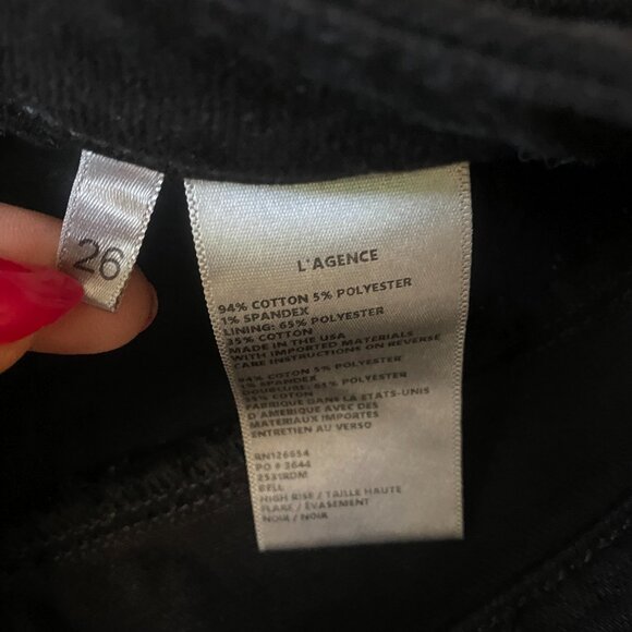 L'Agence Womens black flared jeans sz 26 high rise bell - Picture 6 of 6